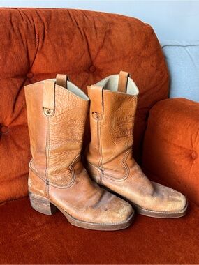 Rare Collector’s Vintage Levi’s Orange Tab Leather Western Cowboy Boots